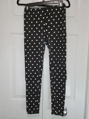 Forever 21 Black Leggings w/ White Polka Dots